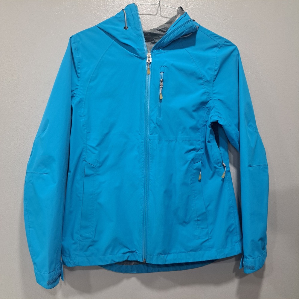 Lands' End Canvas Squall MEDIUM Lightweight Windbreaker Waterproof Bright Blue‎